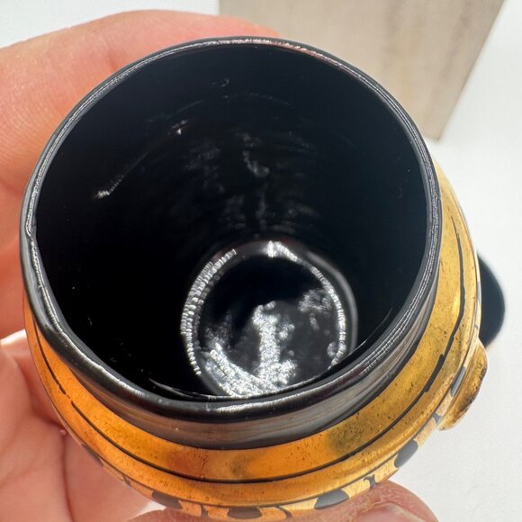 Vintage Hand Painted Burmese Gold & Black Lacquerware Owl Trinket Boxes delicate - Picture 10 of 12